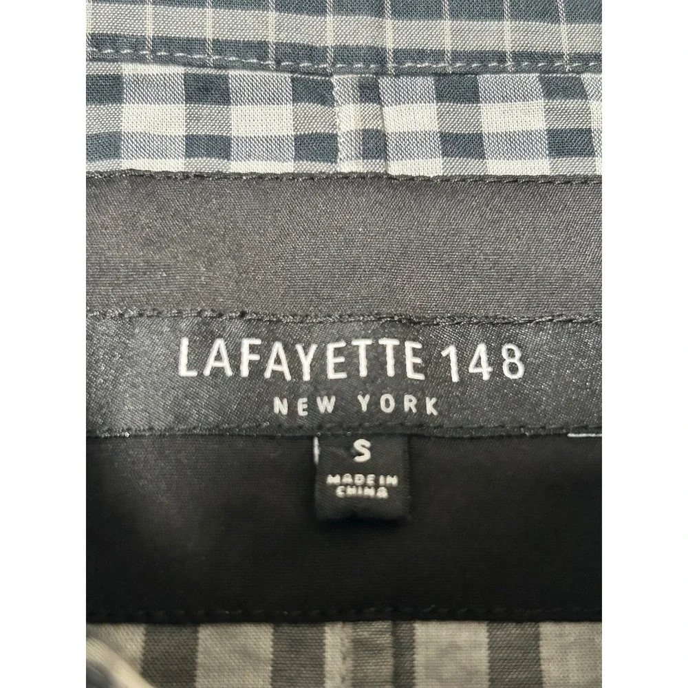 Lafayette 148 New York Women's SMALL Gray Plaid Long Sleeve‎ Button Down Shirt - Picture 6 of 7